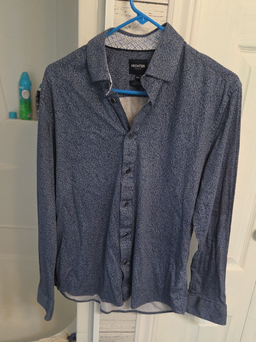 HECHTER Men's Navy Micro-Pattern Button-Down Shirt